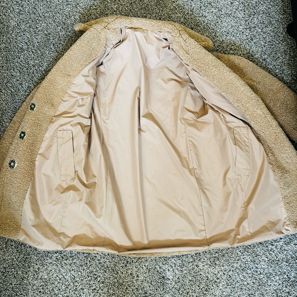Kensie Teddy Faux Shearling Coat Jacket Brown Tan - Picture 6 of 11
